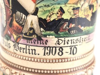 Preußen, Reservistenkrug eines Angehörigen im "3. Garde Regiment zu Fuß Berlin 1908-10" Guter Gesamtzustand mit leichten Gebrauchs- und Altersspuren