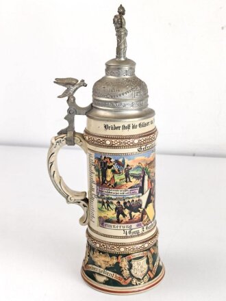 Preußen, Reservistenkrug eines Angehörigen im "3. Garde Regiment zu Fuß Berlin 1908-10" Guter Gesamtzustand mit leichten Gebrauchs- und Altersspuren