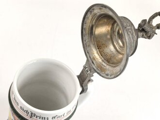 Hessen, Reservistenkrug eines Angehörigen im "Infanterie  Regiment Nr. 118 Worms 1901-03" Gebrauchs- und Altersspuren, an sich aber guter Gesamtzustand, ungereinigt