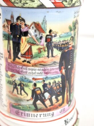 Hessen, Reservistenkrug eines Angehörigen im "Infanterie  Regiment Nr. 168 Butzbach" Guter Gesamtzustand mit leichten Gebrauchs- und Altersspuren,  ungereinigt