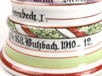 Hessen, Reservistenkrug eines Angehörigen im "Infanterie  Regiment Nr. 168 Butzbach" Guter Gesamtzustand mit leichten Gebrauchs- und Altersspuren,  ungereinigt