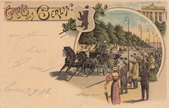 Ansichtskarte "Gruss aus Berlin - Unter den Linden :...