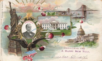 Ansichtskarte "Properity McKinley - Merry Christmas and a Happy new Year" adressiert nach New York