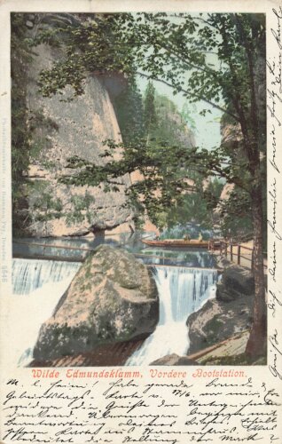 Ansichtskarte "Wilde Edmundsklamm - Vordere Bootstation"