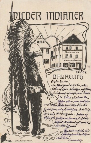 Ansichtskarte "Wilder Indianer - Bayreuth"