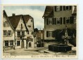 Ansichtskarte "Marbach a. N. - Partie am Schillerhaus mit Wilder Mann-Brunnen"