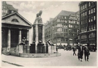 Ansichtskarte "Hamburg - Mönckebergdenkmal mit Bücherhalle"