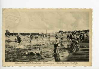 Ansichtskarte "Nordseebad Wilhelmshaven-Rüstringen, Badeleben am Südhafen"