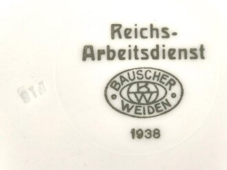Reichsarbeitsdienst, Kantinenporzellan kleiner Teller, Hersteller Bauscher Weiden 1938, Durchmesser 18cm, gebraucht