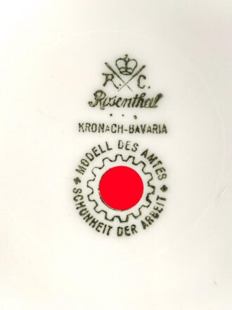 Deutsche Arbeitsfront, Kantinenporzellan Suppenteller, Hersteller R.C. Rosenthal, Durchmesser 24cm, gebraucht