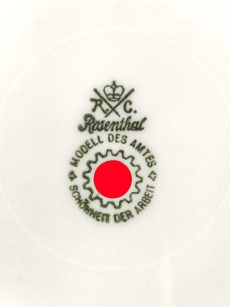 Deutsche Arbeitsfront, Kantinenporzellan Teller, Hersteller R.C. Rosenthal, Durchmesser 23,5cm, gebraucht