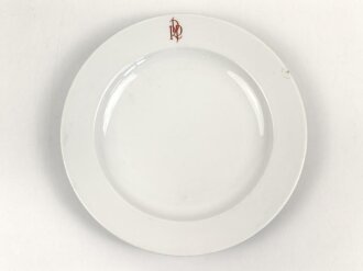 Deutsche Arbeitsfront, Kantinenporzellan Teller, Hersteller Hutschenreuther Selb Bavaria Germany, Durchmesser 23,5cm, gebraucht, Randschaden