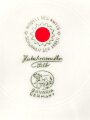Deutsche Arbeitsfront, Kantinenporzellan Teller, Hersteller Hutschenreuther Selb Bavaria Germany, Durchmesser 23,5cm, gebraucht, Randschaden