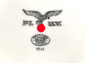 Luftwaffe, Kantinenporzellan Teller, Hersteller Bauscher Weiden 1941, Durchmesser 23cm, gebraucht