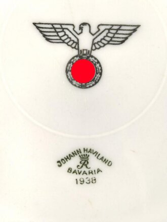 Luftwaffe, Kantinenporzellan Teller, Hersteller Johann Haviland Bavaria 1938, Durchmesser 23cm, gebraucht