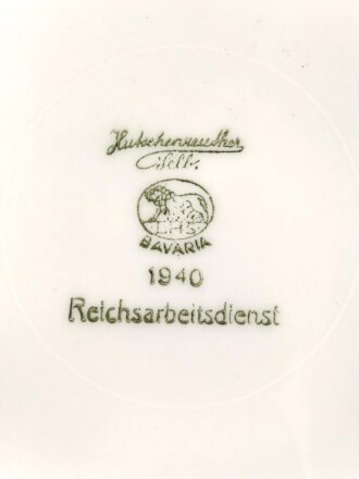 Reichsarbeitsdienst, Kantinenporzellan Teller, Hersteller Hutschenreuther 1940, Durchmesser 23cm, gebraucht