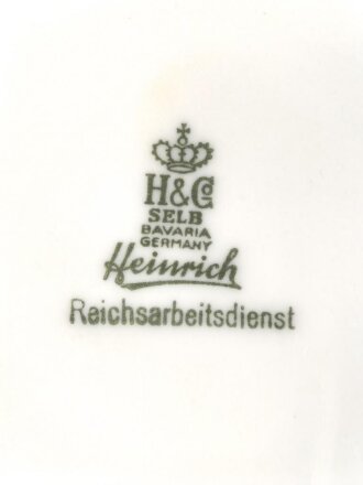 Reichsarbeitsdienst, Kantinenporzellan große, eckige Schale, Kantenlänge 28cm, Hersteller H&G Selb Bavaria Germany Heinrich. Gebraucht