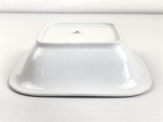 Reichsarbeitsdienst, Kantinenporzellan große, eckige Schale, Kantenlänge 28cm, Hersteller H&G Selb Bavaria Germany Heinrich. Gebraucht