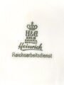 Reichsarbeitsdienst, Kantinenporzellan große, eckige Schale, Kantenlänge 28cm, Hersteller H&G Selb Bavaria Germany Heinrich. Gebraucht