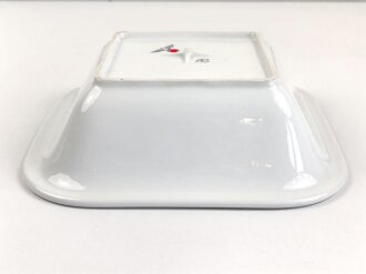 Heer, Kantinenporzellan große, eckige Schale, Kantenlänge 28cm, Hersteller Johann Haviland Bavaria 1938. Gebraucht