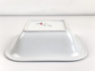 Heer, Kantinenporzellan große, eckige Schale, Kantenlänge 28cm, Hersteller Johann Haviland Bavaria 1938. Gebraucht