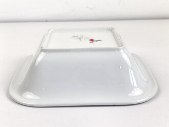 Heer, Kantinenporzellan große, eckige Schale, Kantenlänge 28cm, Hersteller Johann Haviland Bavaria 1938. Gebraucht