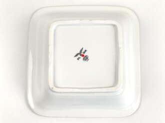 Luftwaffe, Kantinenporzellan große, eckige Schale, Kantenlänge 26cm, Hersteller Bauscher Weiden 1938. Gebraucht
