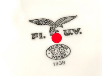 Luftwaffe, Kantinenporzellan große, eckige Schale, Kantenlänge 26cm, Hersteller Bauscher Weiden 1938. Gebraucht
