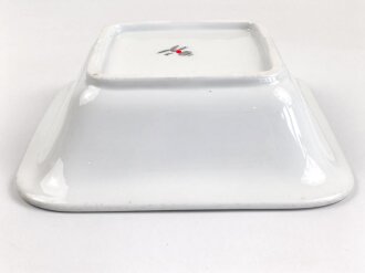 Luftwaffe, Kantinenporzellan große, eckige Schale, Kantenlänge 26cm, Hersteller Bauscher Weiden 1938. Gebraucht