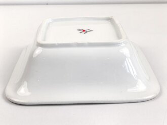 Luftwaffe, Kantinenporzellan große, eckige Schale, Kantenlänge 26cm, Hersteller Bauscher Weiden 1938. Gebraucht