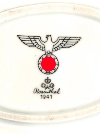 Luftwaffe, Kantinenporzellan große Vorlegeplatte, Gesamtlänge 41cm, Hersteller Rosenthal 1941. Gebraucht