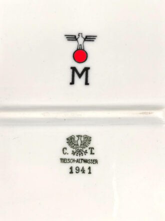 Heer, Kantinenporzellan große Vorlegeplatte, Gesamtlänge 41cm, Hersteller C.T. Tielsch-Altwasser 1941, Gebraucht