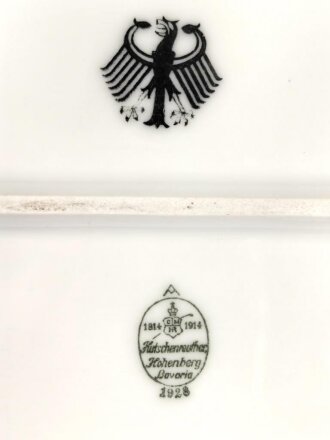 Reichswehr, Kantinenporzellan große Vorlegeplatte, Gesamtlänge 41cm, Hersteller CM Hutschenreuther Hohenberg Bavaria 1928, Gebraucht