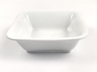 Heer, Kantinenporzellan kleine, eckige Schale, Kantenlänge 21cm, Hersteller Bauscher Weiden 1938. Gebraucht
