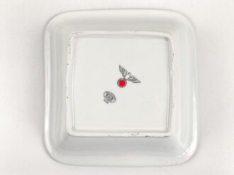 Heer, Kantinenporzellan kleine, eckige Schale, Kantenlänge 21cm, Hersteller Bauscher Weiden 1938. Gebraucht