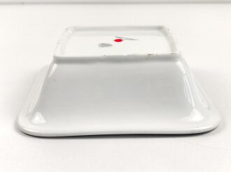 Heer, Kantinenporzellan kleine, eckige Schale, Kantenlänge 21cm, Hersteller Bauscher Weiden 1938. Gebraucht