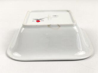 Luftwaffe, Kantinenporzellan kleine, eckige Schale, Kantenlänge 22cm, Hersteller Johann Haviland Bavaria 1938. Gebraucht