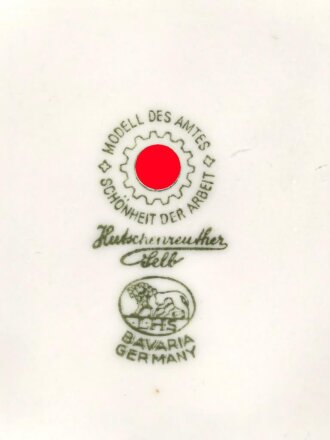 Deutsche Arbeitsfront, Kantinenporzellan Schale, Durchmesser 21cm, Hersteller Hutschenreuther Selb LHS Bavaria Germany. Gebraucht