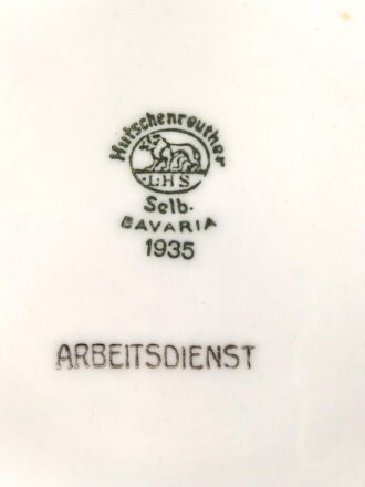 Arbeitsdienst, Kantinenporzellan Schale, Durchmesser 21,5cm, Hersteller Hutschenreuther Selb. Bavaria 1935. Gebraucht
