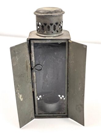 Blechlaterne, Originallack, Höhe etwa 21,5cm, Funktion nicht geprüft