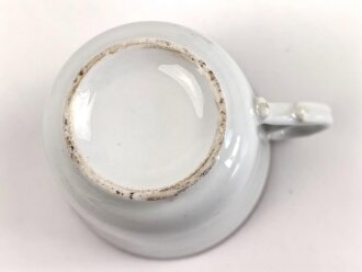 1.Weltkrieg, Porzellantasse mit Motiv "Mit Gott für König und Vaterland" Höhe etwa 8cm