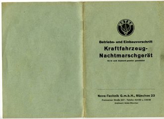 Notek " Betriebs- und Einbauvorschrift Kraftfahrzeug Nachtmarschgerät", 16 Seiten, komplett, selten