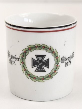 1.Weltkrieg, Porzellantasse mit Motiv " In grosser...