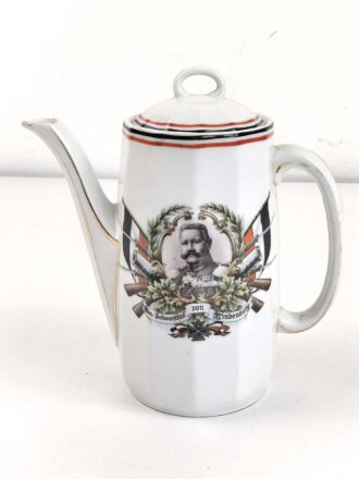 1.Weltkrieg, patriotische Kaffeekanne mit Motiv "General Feldmarschall von Hindenburg" Höhe etwa 19cm