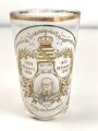Sachsen, Andenkenglas " Zur Erinnerung an den 70. Geburtstag  und das 25 jährige Regierungsjubiläum 1998 , Seiner Majestät des Königs Albert" Höhe etwa 11cm
