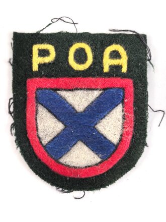 Ärmelabzeichen für Freiwillige in der Wehrmacht " Russische Befreiuungsarmee POA" Neuzeitliche Sammleranfertigung