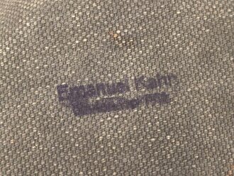 1.Weltkrieg, Feldflasche mit Bezug aus Ersatzmaterial, dieser mit Hersteller " Emanuel Kahn Karlsruhe" Guter Zustand , ungetragenes Stück