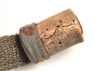1.Weltkrieg, Feldflasche mit Bezug aus Ersatzmaterial, dieser mit Hersteller " Emanuel Kahn Karlsruhe" Guter Zustand , ungetragenes Stück
