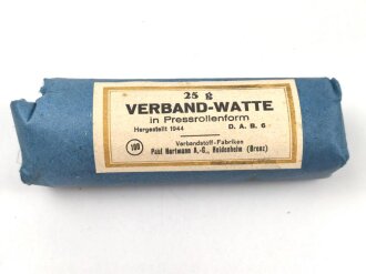 25g Verbandwatte in Pressrollenform, Hergestellt 1944