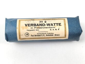 25g Verbandwatte in Pressrollenform, Hergestellt 1944